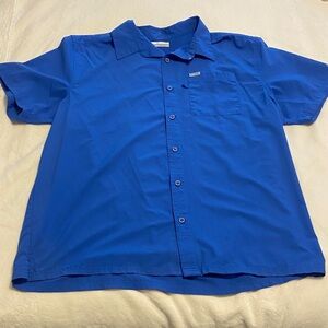 Vibrant Blue Casual Button Down Shirt